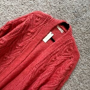 Anthropologie Coral Textured Open Cardigan NWT